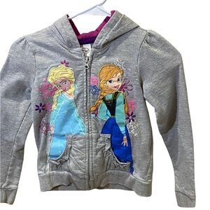 Adorable Disney Frozen hooded sweatshirt wwith Elsa and Anna size 7/8